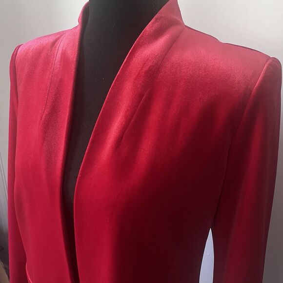 Calvin Klein Women’s Red Velvet Blazer Jacket Size 8 Single Button Holiday Party - Picture 4 of 5